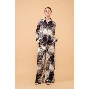 Baroque Leopard Print Satin Button-Up Shirt