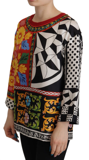 Multicolor Printed Baroque Loose Long Sleeve
