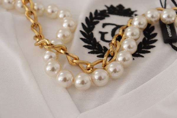 White Necklace Embellished Neckline T-shirt Top