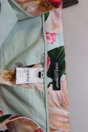 Multicolor Flora Printed High Waist Cropped Trouser Pants