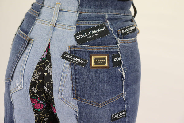 Multicolor Patchwork DG Fashion Wide Leg Denim Pant