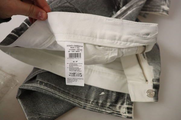 Grey Washed High Waist Denim Pants Cotton Jeans