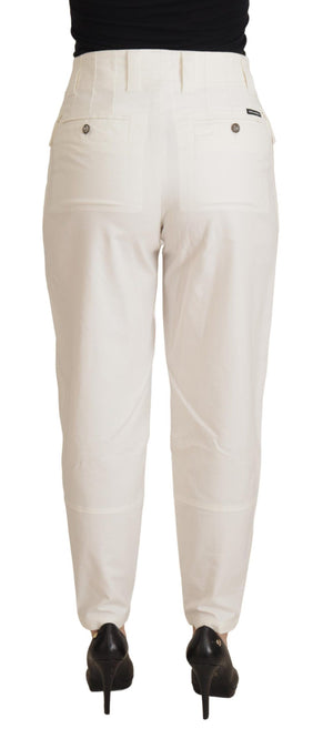 White High Waist Tapered Women Cotton Pants