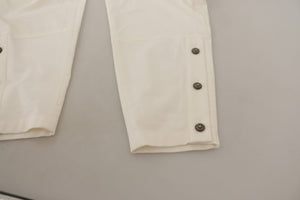 White High Waist Tapered Women Cotton Pants