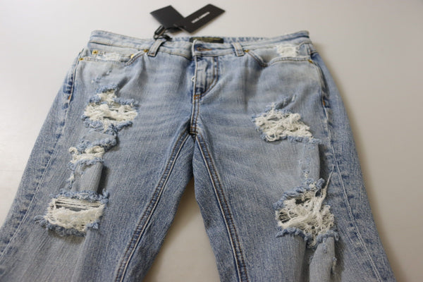 Blue Cotton Stretch Skinny Low Waist Denim Jeans