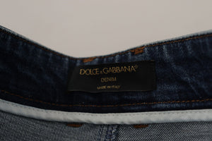 Blue Denim Crystal Embellished Pants Jeans