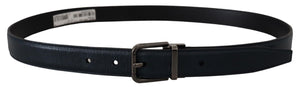 Blue Leather Silver Metal Buckle Vintage Belt