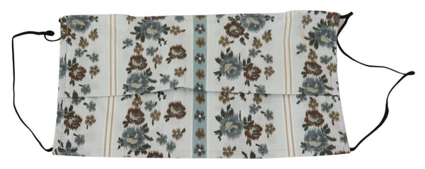 White Floral Cotton Pleated Elastic Ear Strap Face Mask