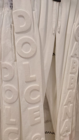 White Sport Logo Cotton Sweatpants Trousers Pants