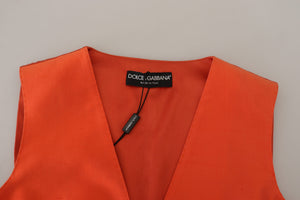 Orange Sleeveless Waistcoat Cropped Vest Top