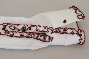 White Lace Long Sleeves Ruffle Collar Top