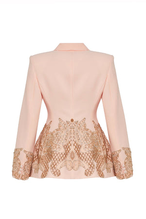 Embellished Double-Breasted Tailored Blazer