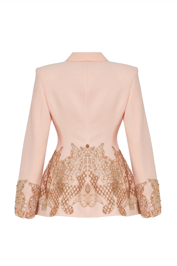 Embellished Double-Breasted Tailored Blazer