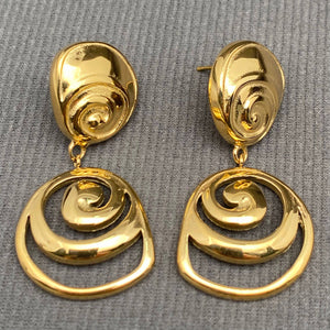 Golden Spiral Sculptural Drop Earrings