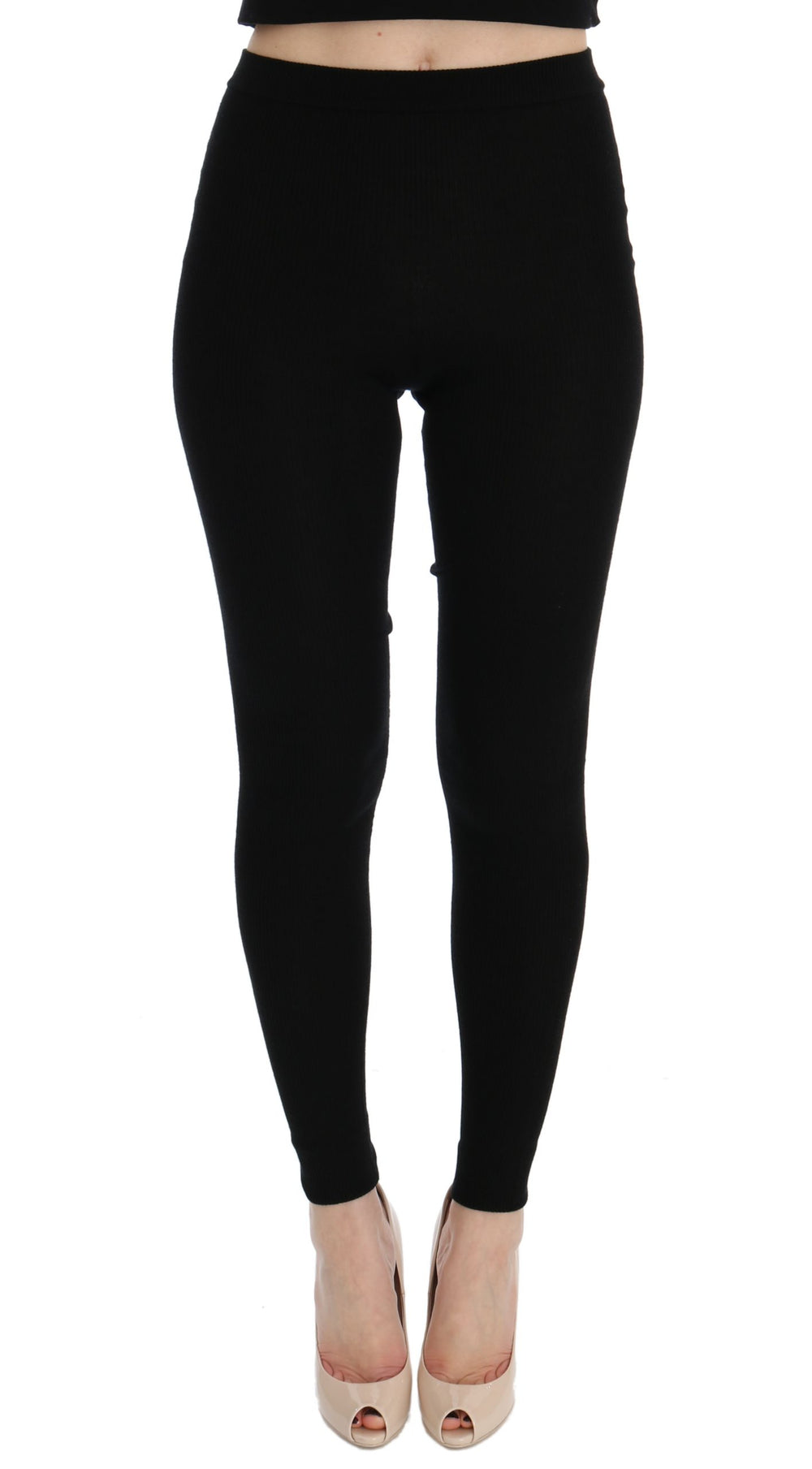 Black Slim Fit Women Cashmere Pants
