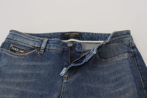 Blue Washed Cotton Tattered Denim Jeans