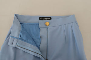 Light Blue Button Wide Leg Pants