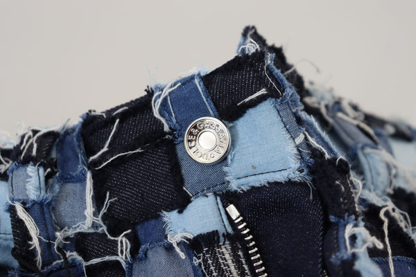 Multicolor Patchwork Cotton Denim Jeans