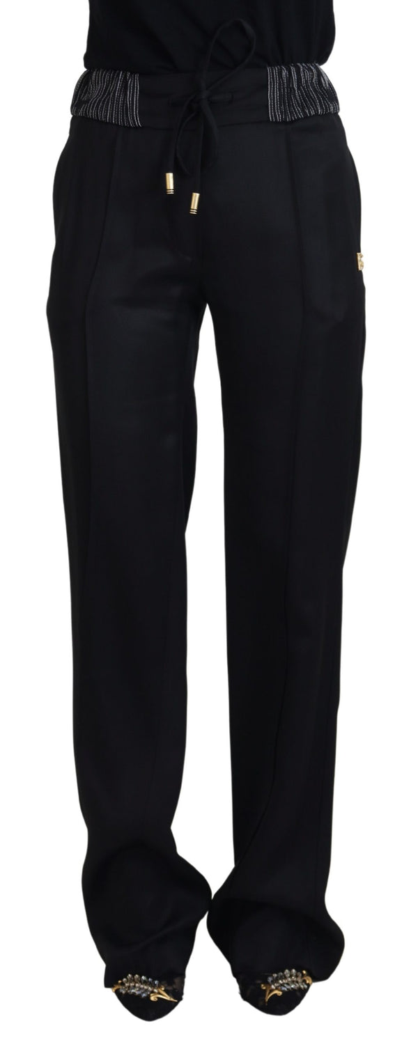 Black Straight Fit Cotton Pants