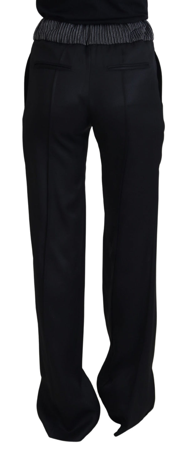 Black Straight Fit Cotton Pants