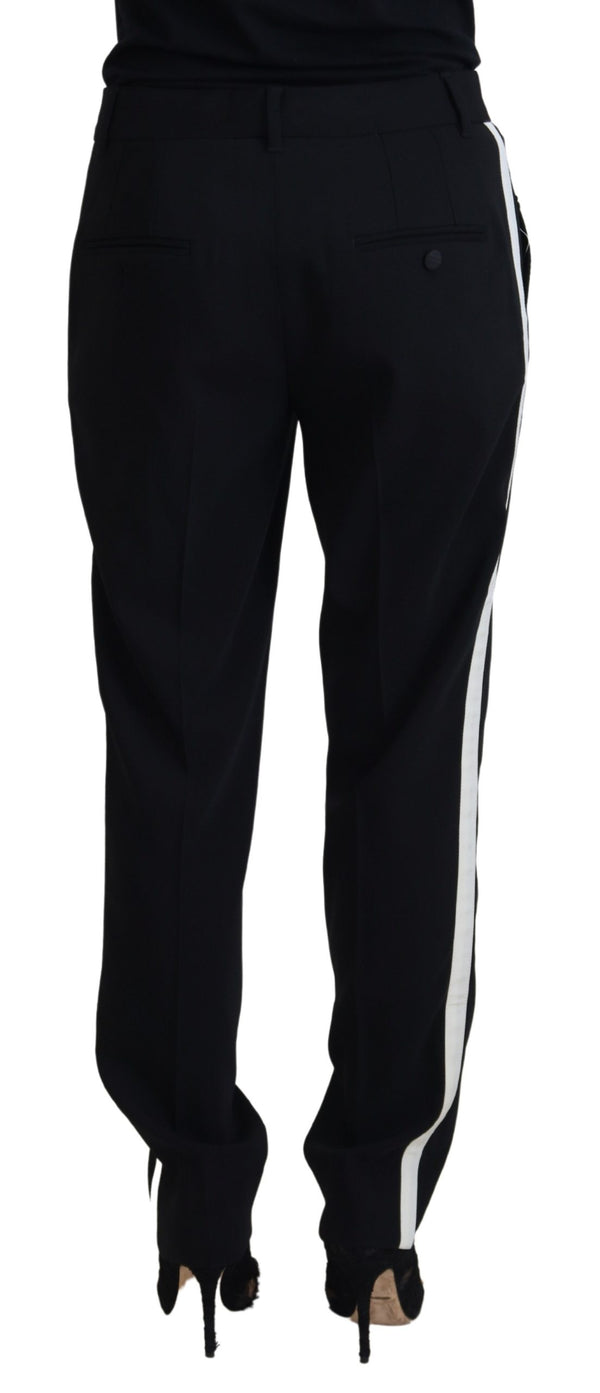 Black Tapered Women Wool Pants