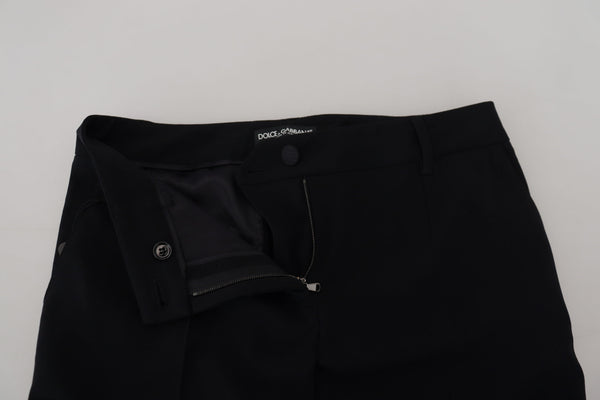 Black Tapered Women Wool Pants