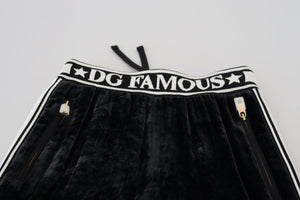 Black DG Logo Velvet Trouser Pants