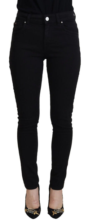Black Cotton High Waist Casual Denim Jeans
