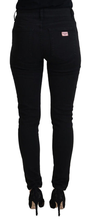 Black Cotton High Waist Casual Denim Jeans