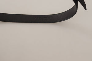 Black Calfskin Leather Vintage Metal Buckle Belt