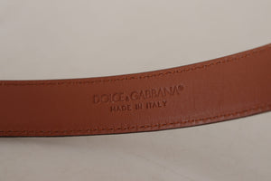 Brown Leopard Embossed Leather Buckle Belt