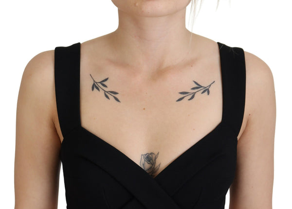 Black Viscose Bodycon Sheath Midi Dress