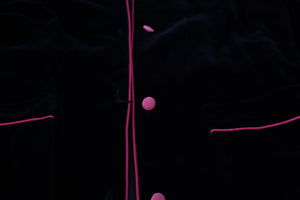 Black Button Belted Blazer Viscose Jacket