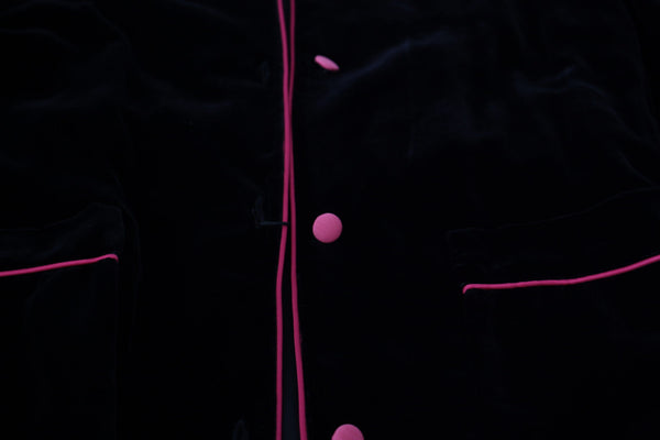 Black Button Belted Blazer Viscose Jacket