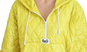 Yellow Nylon Quilted Hooded Pullover Jacket