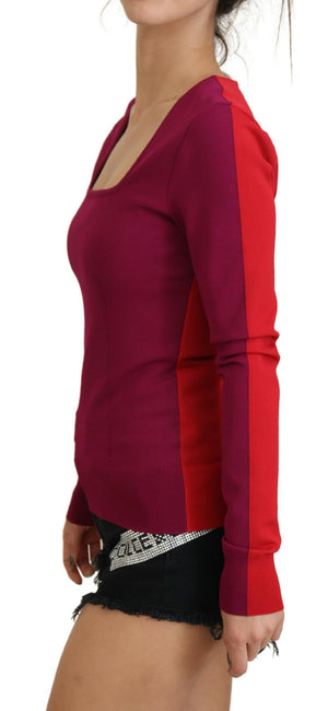 Multicolor Viscose Square Neck Pullover Sweater