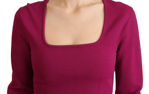 Multicolor Viscose Square Neck Pullover Sweater