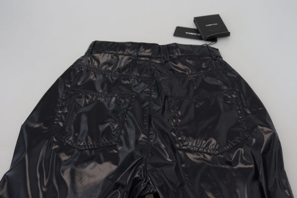 Black Nylon High Waist Skinny Pants