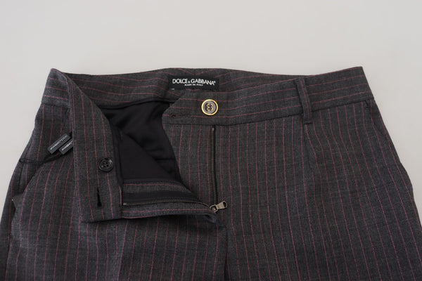 Gray Stripes Wool Tapered Women Pants
