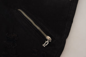 Black Cotton Mid Waist Skinny Slim Fit Denim Jeans