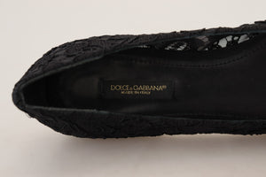 Black Taormina Lace Crystals Flats Shoes