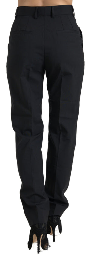 Black Wool High Waist Tapered Pants
