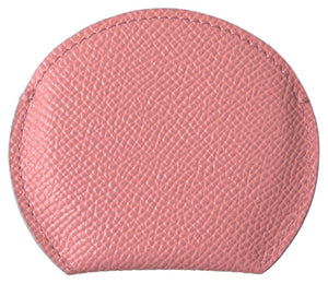 Pink Calfskin Leather Round Mirror Holder
