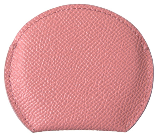 Pink Calfskin Leather Round Mirror Holder