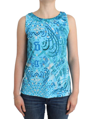 Blue printed tank top