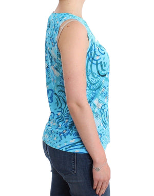 Blue printed tank top