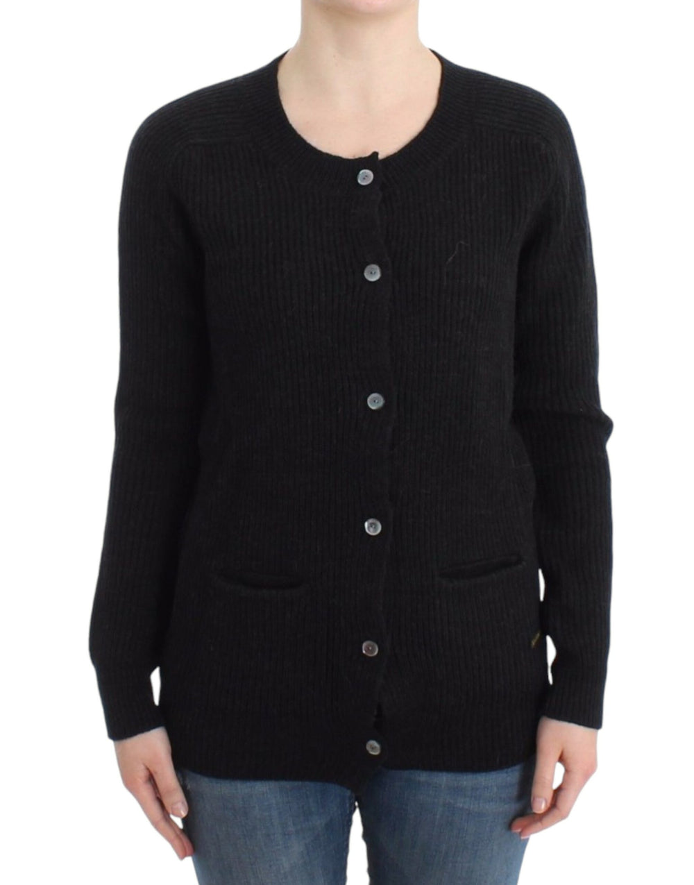 Black wool cardigan