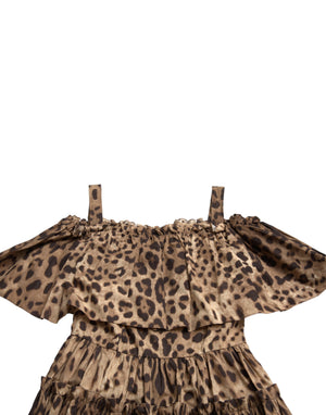 Brown Leopard Print Sleeveless A-line Dress