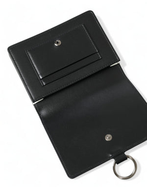 Black Leather Crystal Embellished Card Holder Wallet