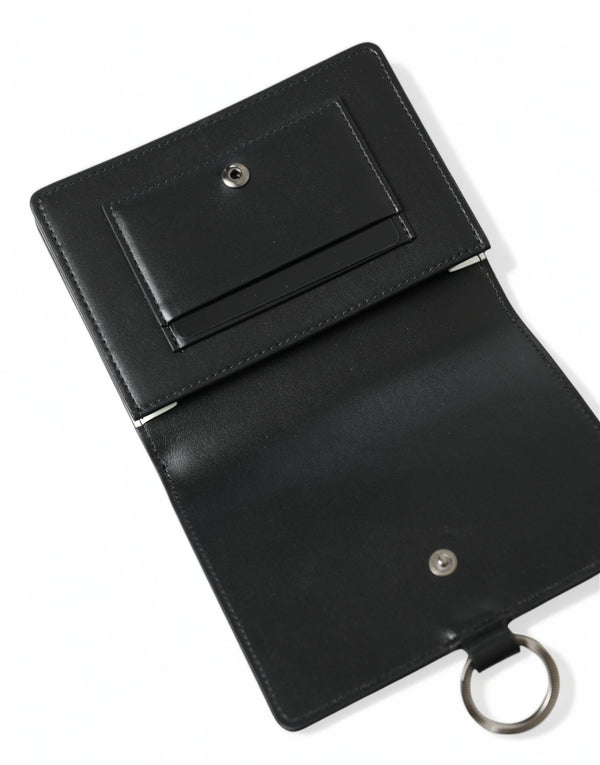 Black Leather Crystal Embellished Card Holder Wallet